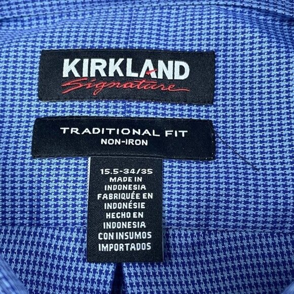 Kirkland Signature Non-Iron Men’s Dress Shirt Blue Size 15.5 a0729 - Picture 2 of 7